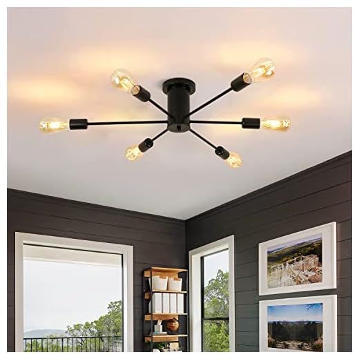 Lamparas de Techo Vintage, DIY de 6 Lámparas del Hierro del metal, Lámpara Industrial de la Lámpara de Techo E27 para comedor, salón, cocina, oficina, cafetería, restaurante