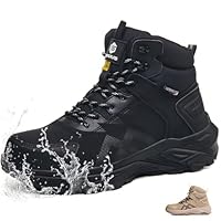CYKYGGO Botas de Seguridad para Hombre S3 Impermeable Zapatos de Seguridad Mujer Altos ESD Ligeros Botas de Trabajo Antiestático Negro EU 43