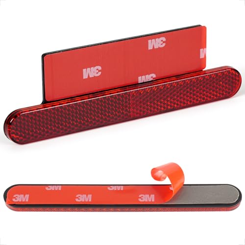 evermotor Catadioptrico Reflector trasero motocicleta, Homologado E4, 2 piezas 138mm reflector de ojo de gato en la parte trasera con placa de aluminio autoadhesiva