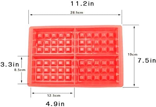 Selecto Bake Silicone Rectangular 4 Cavity Waffles Pan Cake Baking Mould Pack of 2, Red, Cell Size Approx. 12.5 x 8.5 x 2.1cm - Image 2