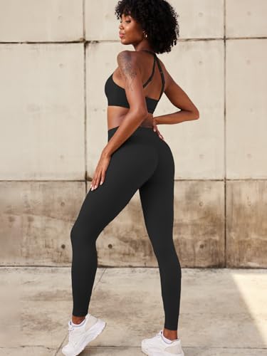 YEOREO Women's Workout Gym Leggings Julissa Hidden Scrunch Butt Sculpting Compression Mid Rise V Back Yoga Leggings 26"2