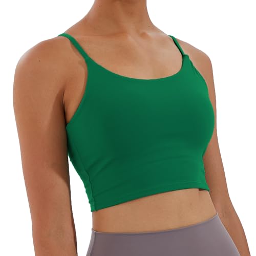 Image of Women's Strappy Stretch Sports Bra Longline Yoga Tank Top Fitness Bra Workout Camisole Crop Tops for Teen Girl