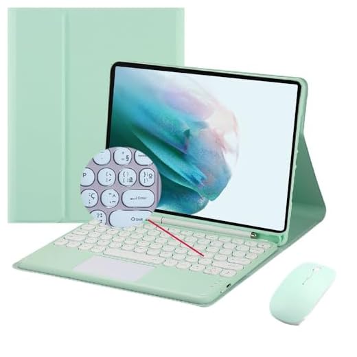 Galaxy Tab S6 Lite 10.4" (2024/2022/2020) Capa protetora Slim Smart Folio com teclado sem fio ABNT2, suporte para caneta S Pen integrado (Verde)