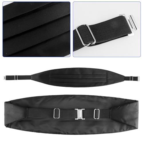 Set de corbata de moño y fajín para hombre negro miniatura 3