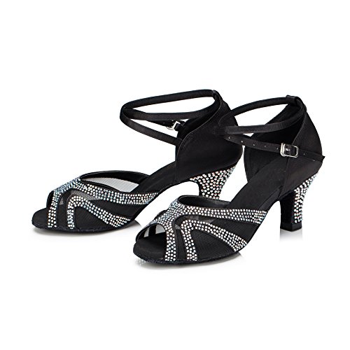Image of TTdancewear Rhinestones Ballroom Dance Shoes Women Latin Salsa Bachata Performance Dance Shoes Suede Sole