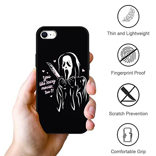 2 × Cool Phone Case For Iphone 8/7/Se 2020 2Nd/Se 2022 3Rd Generation Case Silicone 4.7",Scream Horror Movie Pattern Printed, Skull Design For Women Men Boys Girls,Black Cases Funda Para Iphone8,Ghost #TOP5