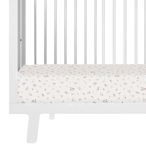 Image of Makemake Organics GOTS Certified Organic Cotton Fitted Crib Sheet Soft Breathable (28"x52", Bloom)