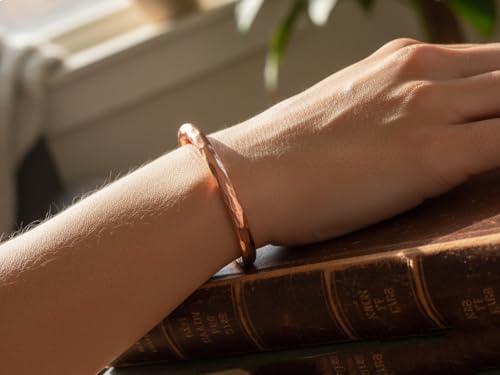 Image of Touchstone Copper Bracelet Tibetan Style. Hand Forged with Solid and high Gauge Pure Copper.