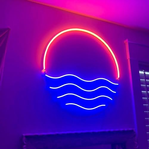 Image of LED Decorative Lights USB Mountains Sunrise Sunset Led Neon Signs Home Decoration Wall Art Holiday Gift Brightness Adjustable 15''x15''