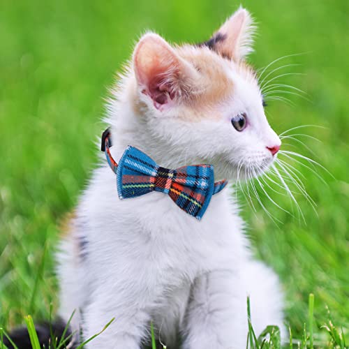 Giantree 4Pcs Cat Collars Bow Tie With Bell, Breakaway Kitten Collar For Cats Cute Plaid Design Adjustable Pet Collars 7-12Inch For Kitten Cats And Small Dogs #TOP5