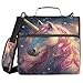 Boccsty Beautiful Unicorn Long Hair Zipper Binder 3 Ring Binders Expanding File Folder Multi-Pocket Zipper Binder Organizer for School Shoulder Strap and Handle