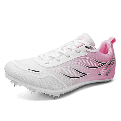 ZHENSI Zapatillas De Atletismo para Hombre Mujer Y Niño con Clavos para Carreras Saltos Y Velocidad,Rosado,36 EU