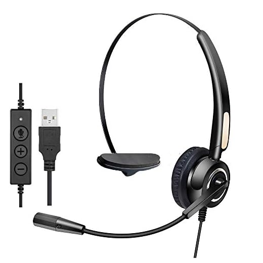 【2020 Upgraded】 USB Headset with Microphone, MCHEETA Computer Headsets with Noise Canceling Microphone, Call Center Wired Headset USB for PC/Laptop/Skype/Computer