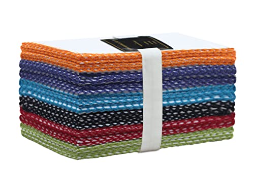 Cotton Craft Multicolor Whipstitch Cloth Napkin - Set Of 12 Blanketstitch Pure Cotton Everyday Dinner Napkins - Soft Washable Reusable Napkin - Party Gift Fall Spring Holiday Table Napkin - 18 X 18 #TOP26
