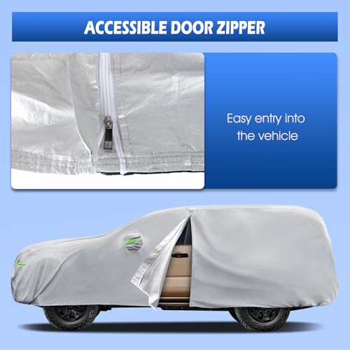 Image of Car Cover Custom Fit for Toyota 4runner 2002-2026, Migaven Waterproof Full Exterior Cover Sun Rain Protection with Door Zipper and Cotton Lining, Silver