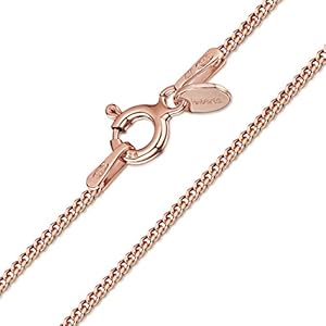 Amberta Dames 14 K Rosé Goud Vergulde 925 Sterling Zilveren 1.3 mm Curb Ketting