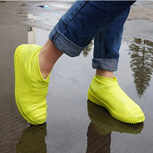 Cubiertas para zapatos de silicona reutilizables, impermeables y antideslizantes para exteriores, para hombres y mujeres, ideales para acampar, pescar, viajar, ciclismo y senderismo (amarillas) miniatura 1