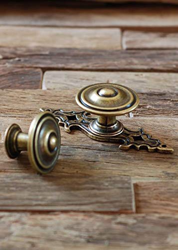 Round Antique English Brass Cabinet Knob - 88152.28AE, 1-1/10 in (28 mm) — KHTUMEWARE