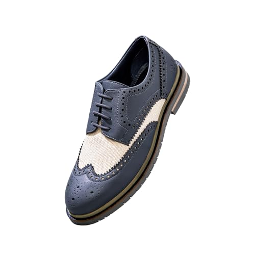 Image of Neeman's Jute Dress Oxfords for Men | Eco-Friendly Brogue Detailing with Cushioned Sole & Modern Heel | Classic Formal Shoes