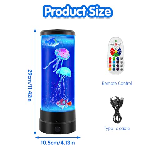 YANGUN Jellyfish Lamp Jelly Fish Lava Light, 12'' Jellyfish Lamp Jellyfishs Aquarium with 16 Change Colours Modes - Image 2