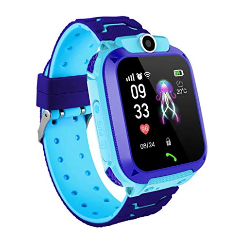 Kinder Smartphone Uhr GPS Elektronische Digitale Smartwatch GPS Locator wasserdichte Uhr Armbanduhr für Geburtstag Schule Geschenke (Blau)