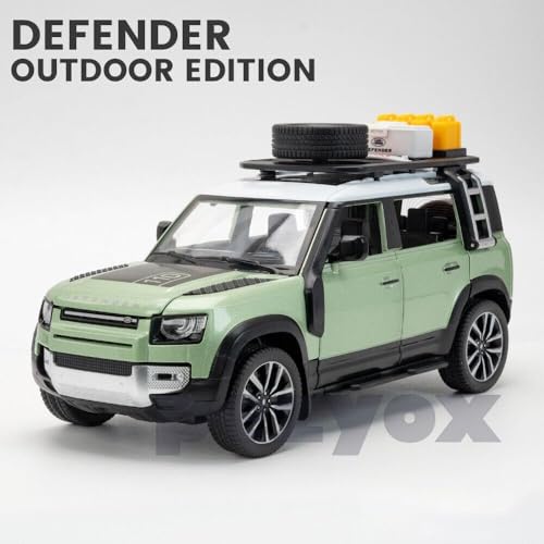 Image of Die-Cast Zinc Alloy 1:24 Scale Defender Camping【Large】 with 6 Openable Doors,Lights & Music. (Green)