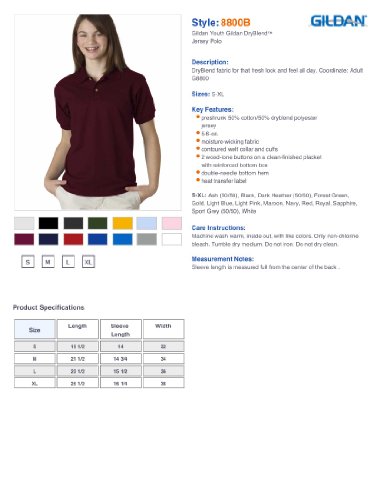 Gildan DryBlend Youth 5.6 oz. 50/50 Jersey Polo2