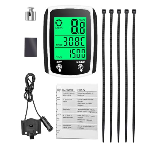 MechKit Computadora de Bicicleta con Cable LED Digital Velocímetro de Bicicleta Odómetro Pantalla táctil Ciclocomputadora Impermeable con retroiluminación para Bicicleta de (Blanco y Negro)