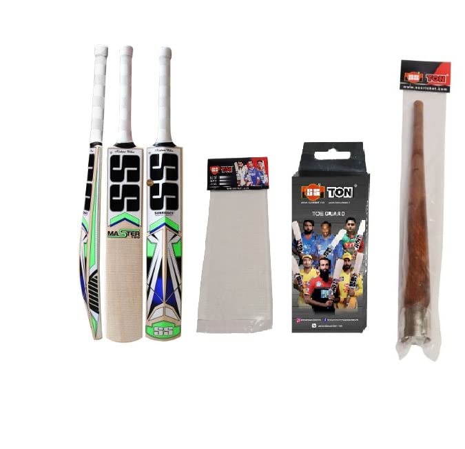 SS Master 100 Kashmir Willow Cricket Bat with Bat Care Kit ANTISC...
