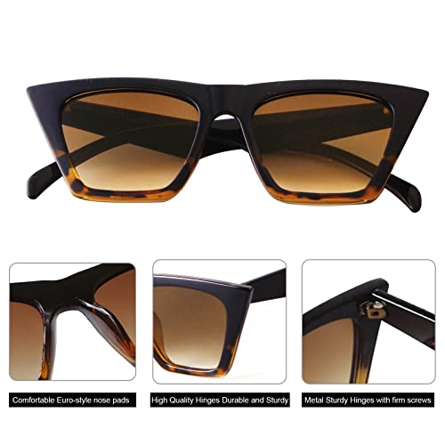 VIA LEECA Fsashion Cat Eye Sunglasses for Men Women， Trendy Oversized Square Sun Glasses4
