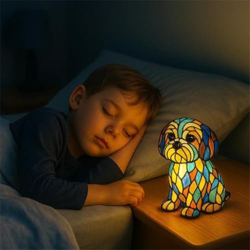 Donubiiu Handgefertigte Lampe, Dackel Bulldogge Border Collie Pudel, Dekorative Led Hundelampe, die Herzen Erstrahlen lässt (Malteser)