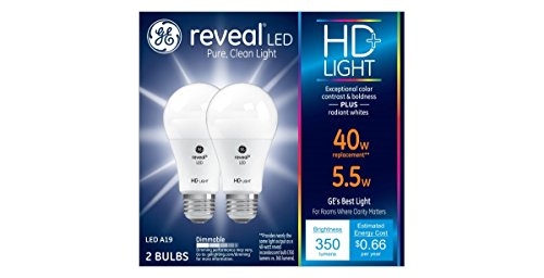 GE Lighting 22591 Bulb Reveal HD Pure Clean Light Dimmable LED A19 5.5
