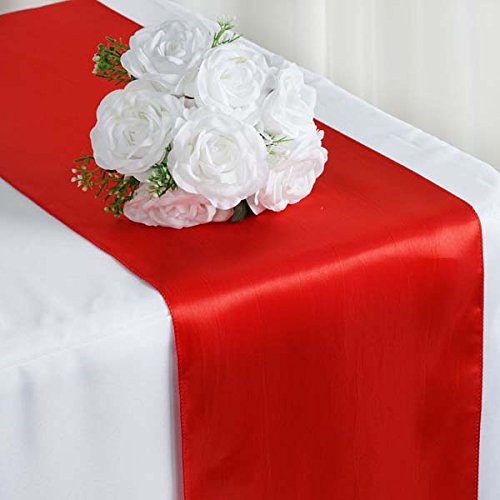 Efavormart 10 Packs of Premium Satin Table Top Runner for Weddings Birthday Party Fit Rectangle and Round Table 12