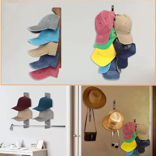 Wooden Hat Rack,2 Stück Wall Baseball Caps Display Organizer Holz-Hutablage für Wand Wandhalterung Hutablage für Baseballkappen, Organizer, Wandhalterung, vertikale Hutregale for Bedroom Entrance