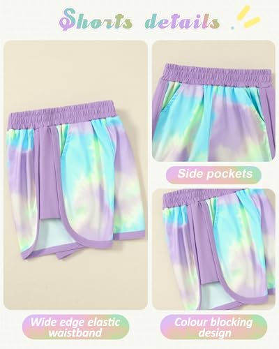 Image of SANMIO Toddler Girl Clothes Summer Toddler Girls Color Block Short Sleeve Shorts Sweatsuit Outfits 2 Piece Clothing Set