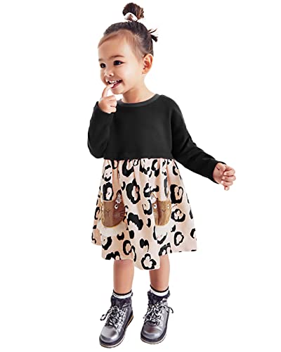 KISSOURBABY Girls Dress Long Sleeve Cotton Casual Dress Vintage Print Dress Princess Clothes3