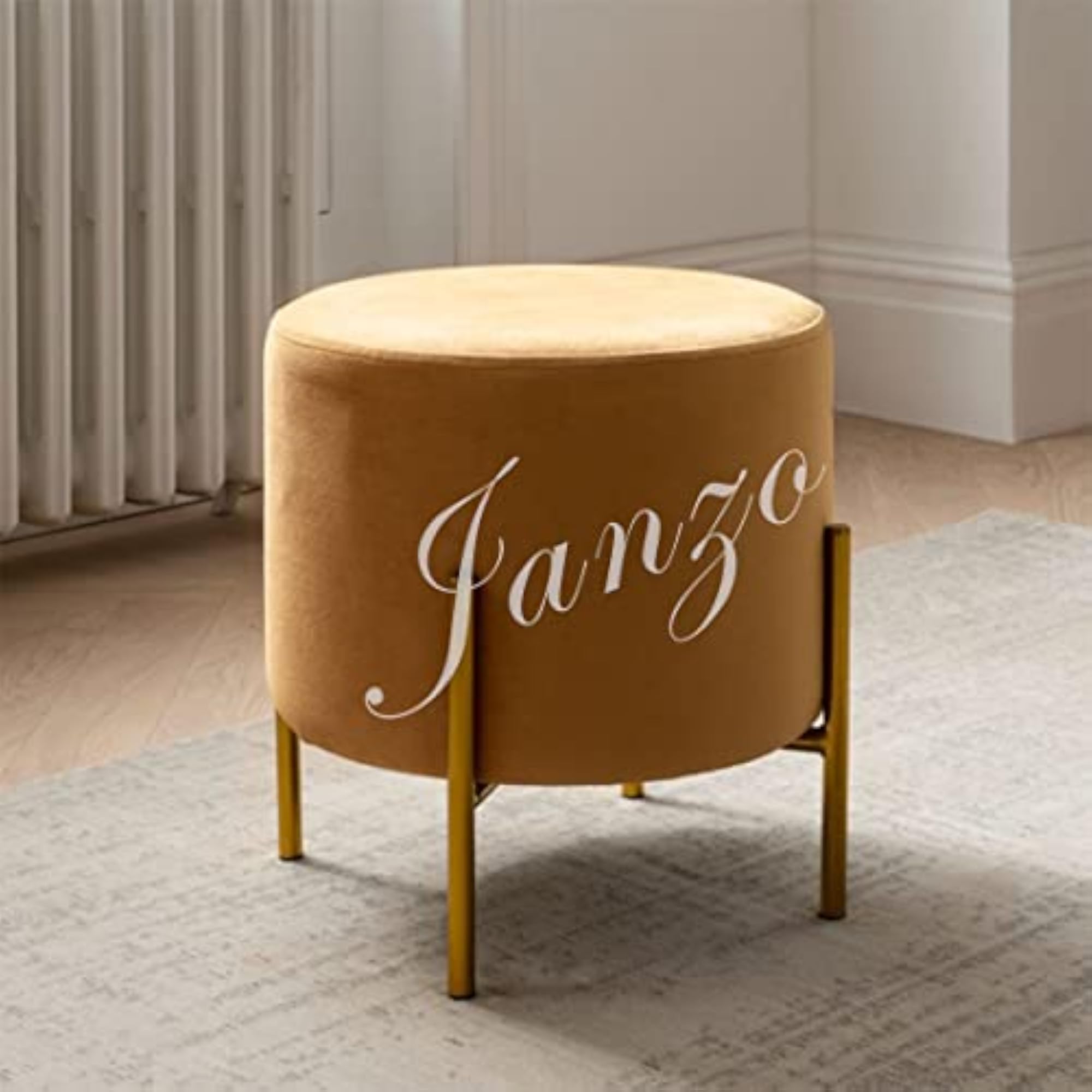 Modern Style Living Room Ottoman, Circle Shape in Brown