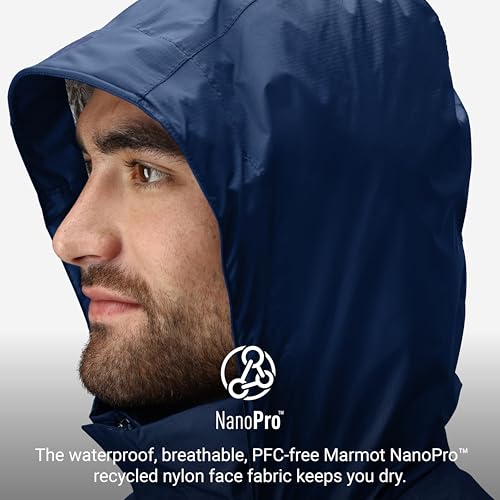 MARMOT Men's PreCip Eco Lightweight & Waterproof Rain Jacket, Arctic Navy - Latest Collection, Medium - Thumbnail 3