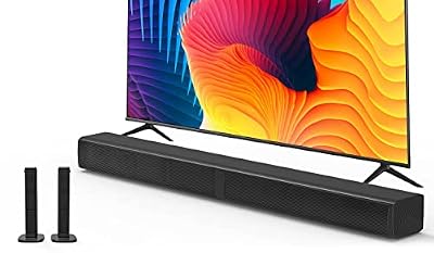 Puxinat 2 in 1 Separable Sound Bar for Smart TV, 2.2 Channel 32Inch Bluetooth 5.0 TV Speaker for Surround Sound System, Built-in Dual Subwoofer, Bass Adjustable, Remote Control Included(Sound Bar)