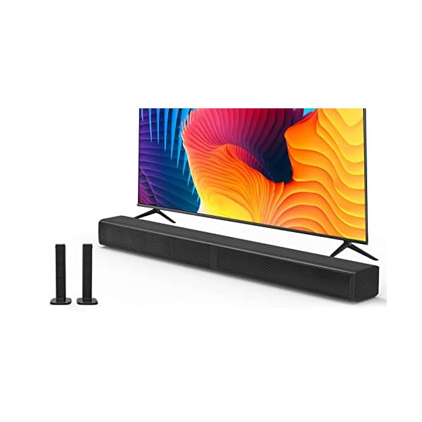 2 in 1 Separable Sound Bar for Smart TV, 2.2 Channel 32Inch Bluetooth 5.0 TV Speaker for Surround Sound System, Built-in Dual Subwoofer, Bass Adjustable, Remote Control Included(Sound Bar)