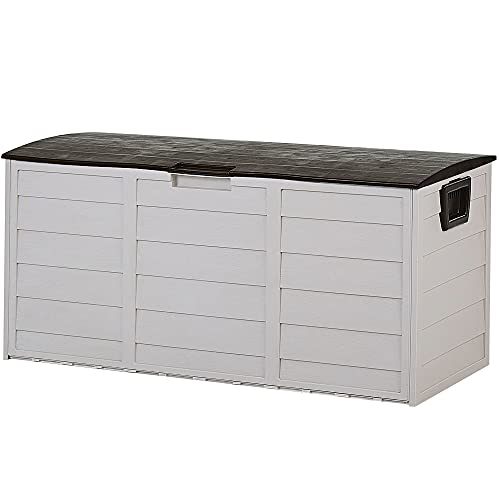 Beliani Auflagenbox aus Kunststoff beige/braun Gartentruhe Outdoor Kissenbox Locarno – Bild 5