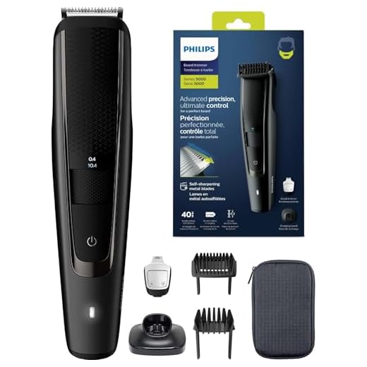 Philips Bartschneider BT5515/15, Barttrimmer mit 40 Längeneinstellungen, gleichmäßiges Trimmen dank Lift & Trim PRO System, selbstschärfende Metallklingen, 90min Akkulaufzeit, kabellos, Ladestand