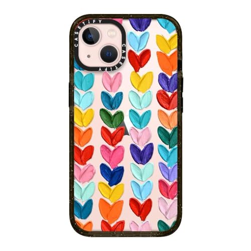 CASETiFY �C���p�N�g�P�[�X iPhone 13 - Clear Polka Daub Hearts - �N���A �u���b�N