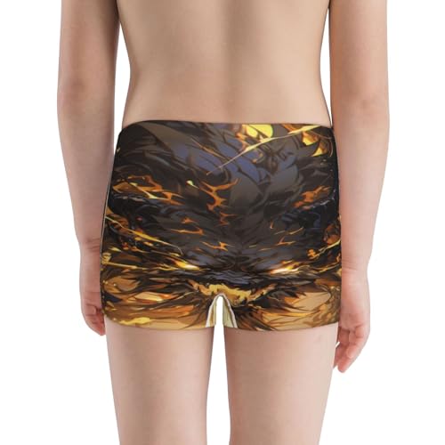 Boys' Cotton Boxer Brief Soft Underwear-Cool Black Gold Dragon3