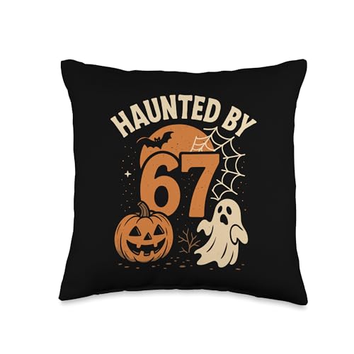 Funny Haunted by 67 Spooky Math Halloween Meme Student Joke Throw Pillow