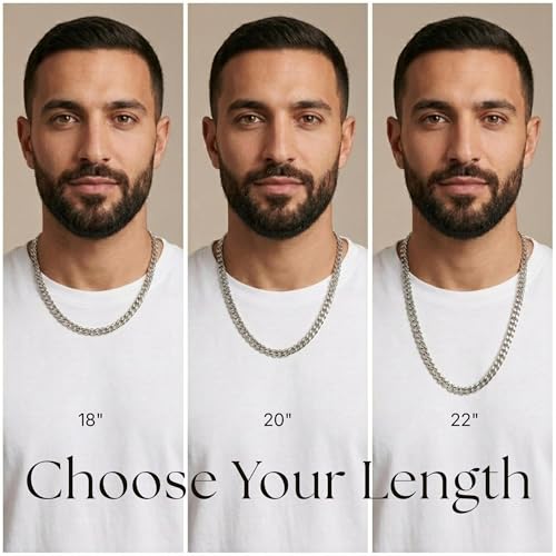 Chaîne cubaine homme ne ternit pas collier acier inoxydable durable - 6