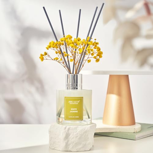 Image of Airkeep Reed Diffuser Set,6.76 fl oz (200 ml) - White Jasmine Oil Diffusers with 8 Reed Sticks, Home Fragrance Reed Diffuser for Bathroom Shelf Decor