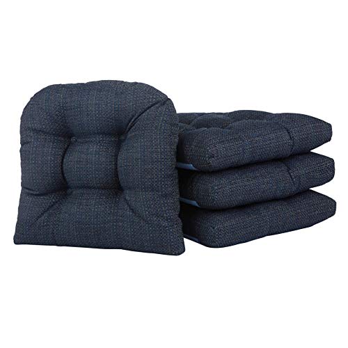 Klear Vu Tyson Gripper Universal Non-Slip Overstuffed Dining Chair Cushion, 4 Pack, Navy 4 Count