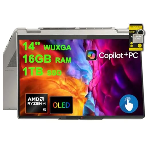 Lenovo Yoga 7 2-in-1 Laptop 14" WUXGA OLED Touch (100% DCI-P3, 600nits HDR) AMD 6-core Ryzen AI 5 340 (Up to 50 Tops) 16GB RAM 1TB SSD for Creator Business Professional Win11 ICP Hub w/Copilot AI