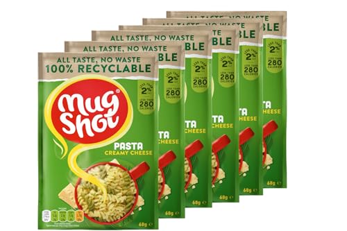 Mug Shot Pasta 68g X Pack Of 6 - Creamy Cheese - The Perfect Lunchtime Snack. This Sweet Tasting Pasta Is Packed Full Of Flavour - Less Than 270 Calories Per Pack